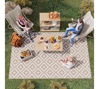 Outsunny Alfombra de Exterior 182x274 cm Alfombra Reversible Blanco y Café