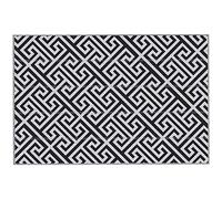 Outsunny Alfombra de Exterior 182x274 cm Alfombra Reversible con Patrón Geométrico Impermeable para Terraza Balcón Patio Camping Playa Blanco y Negro