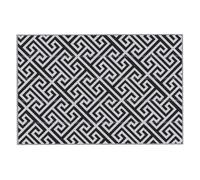 Outsunny Alfombra de Exterior 182x274 cm Alfombra Reversible con Patrón Geométrico Impermeable para Terraza Balcón Patio Camping Playa Blanco y Negro