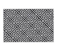 Outsunny Alfombra de Exterior Reversible 182x274 cm con Patrón Geométrico Acabado Impermeable Blanco y Negro