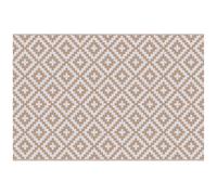 Outsunny Alfombra de Exterior Reversible 182x274 cm con Patrón Geométrico Acabado Impermeable Café y Blanco