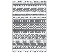 Outsunny Alfombra de Exterior Reversible 182x274 cm con Patrón Geométrico de Cenefa Impermeable con Bolsa Gris y Blanco