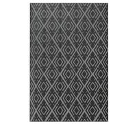 Outsunny Alfombra de Exterior Reversible 182x274 cm con Patrón Geométrico de Rombos Impermeable Bolsa de Transporte Negro