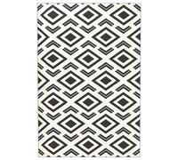 Outsunny Alfombra de Exterior Reversible 182x274 cm con Patrón Geométrico Impermeable con Bolsa Blanco y Negro