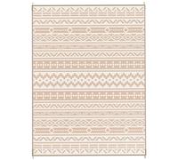 Outsunny Alfombra de exterior reversible 3,7x2,7 m, alfombra de suelo diseño geométrico en PP bolsa de transporte caqui y beige claro