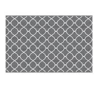 Outsunny Alfombra Exterior 182x274 cm Alfombra Moderna Alfombra Reversible de Plástico Impermeable para Terraza Balcón Patio Camping Playa Gris y Blanco