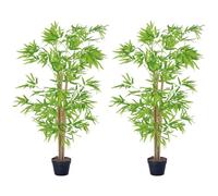 Outsunny Árbol de bambú Artificial Falso 1,5 m Hoja Realista Set de 2 | Tronco natural, planta decorativa falsa, planta falsa, maceta de vivero, decoración de interior