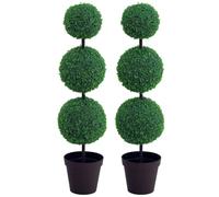 Outsunny Árboles topiarios Artificiales de boj en Maceta Juego de 2 112cm | Decorativo, Decoración interior