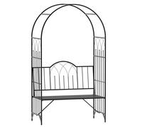 Outsunny Arco de Rosas Banco de Jardín 2 Plazas 2 en 1 dim. 115L x 59l x 203H cm metal epoxi Negro