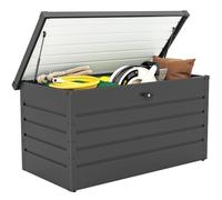 Outsunny Arcón Exterior 311L con Cerradura 120x62x62 cm Gris Oscuro | Baúl de Almacenaje de Acero, Llave, Pistones Neumáticos, para Jardín Terraza Patio