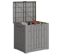 Outsunny Arcón Exterior Capacidad 114L, Baúl de Almacenaje Exterior de Resina Resistente al Agua y a los Rayos UV, con Cerradura para Jardín, Terraza, Patio, 56x44x54 cm, Gris