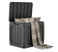 Outsunny Arcón Exterior Capacidad 121L, 2 Asas, Tapa, 56x45x53 cm, Negro | Baúl Almacenaje Exterior de Plástico, Tapa Bloqueable, Impermeable, Resistente a la Intemperie, para Jardín, Terraza, Patio