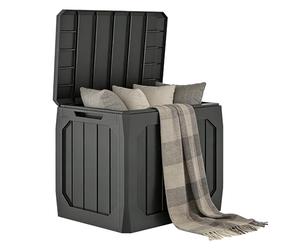 Outsunny Arcón Exterior Capacidad 121L, Baúl Almacenaje Exterior de Plástico con 2 Asas y Tapa Bloqueable, Impermeable, Resistente a la Intemperie, para Jardín, Terraza, Patio, 56x45x53 cm, Negro