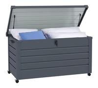 Outsunny Arcón Exterior Capacidad 311L, Baúl de Almacenaje de Acero Galvanizado con 4 Ruedas, 2 Asas y Tapa con Cerradura, Impermeable, para Jardín, Terraza, Patio, 120x62x66 cm, Gris Oscuro