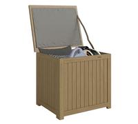 Outsunny Arcón Exterior de Madera, 130L, Baúl Almacenaje Exterior con Forro, Tapa con Bisagras y Correa, Impermeable, Resistente a la Intemperie, para Jardín, Terraza, Patio, 63x51x58,5 cm, Marrón