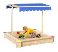 Outsunny Arenero con Techo para Niños 120x120x120 cm Color Madera Natural