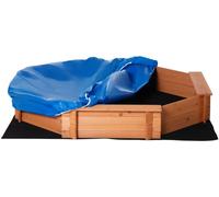Outsunny Arenero de Madera para Niños Arenero Infantil Octágono con Cubierta de Poliéster y Tela no Tejida Juego para Niños de 3-8 Años para Patio Jardín 139,5x139,5x21,5 cm Rojo y Azul