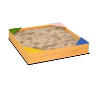 Outsunny Arenero Infantil de Madera para Niños de 3-8 Años con Tela no Tejida y 4 Asientos para Jardín 109x109x19,8 cm Natural Aosom España