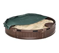 Outsunny Arenero para Niños de +3 Años Arenero Infantil Redondo con Asientos y Cubierta Arenero para Exterior Ø123x22,5 cm Marrón