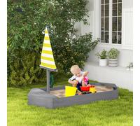 Arenero Infantil Con Bandera En Forma De Velero Girs Oscuro Outsunny
