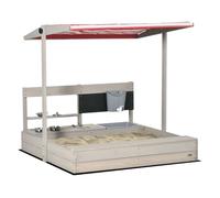 Outsunny Arenero de Madera para Niños con Techo Regulable con Juguetes de Cocina Juego para Niños de 3-7 Años 114x110x110 cm Gris Aosom España