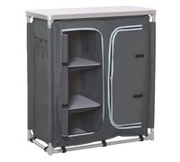 Outsunny Armario de Camping Plegable Mueble de Cocina para Camping con 3 Estantes Compartimento Puerta con Cremallera Estructura de Aluminio y Bolsa de Transporte para Exterior 96x49,5x104 cm Gris