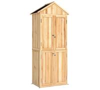 Outsunny Armario de Exterior de Madera con Techo Inclinado Asfalto 4 Puertas y 2 Estantes Extraíbles 82x50x190 cm Natural Aosom España