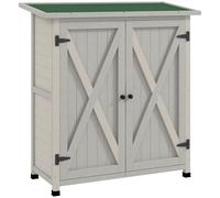 Outsunny Armario de Herramientas de Madera con 2 Puertas, Cobertizo de Herramientas con Techo de Asfalto, 110x55x117 cm, Gris claro Aosom España
