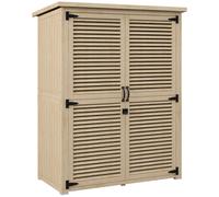 Outsunny Armario de Jardín Armario de exterior con 2 Puertas de Persiana 2 Estantes 2 Asas y Techo Impermeable 0,83 m² 127x65x168 cm Aosom España