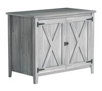 Outsunny Armario de jardín de madera, armario con estantes y puertas dobles, 110 x 60 x 88,5 cm, gris claro Aosom España