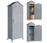 Outsunny Armario de jardín de madera cobertizo extra alto con estante ajustable puerta magnética techo galvanizado ventilación Aosom España