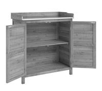 Outsunny Armario de Jardín de Madera con Mesa de Cultivo y Encimera Galvanizada, 83x40x92 cm, Gris Aosom España
