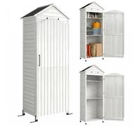 Outsunny Armario de jardín de madera extra alto con estantes ajustables puerta magnética techo galvanizado ventilación Aosom España