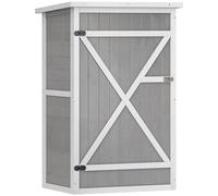 Outsunny Armario de Jardín de Madera para Exterior para Herramientas con 2 Estantes y Techo Asfáltico 75x56x115 cm Gris Aosom España