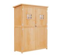 Outsunny Armario de Jardín de Madera para Herramientas con Doble Puerta y Estantes 127,5x50x164 cm Aosom España