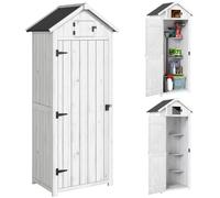 Outsunny Armario de Jardín Exterior de Madera Cobertizo para Herramientas 3 Estantes 2 Puertas con Pestillos 77x54x179 cm Gris Claro Aosom España