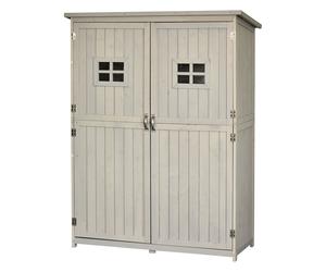 Outsunny Armario Exterior de Madera para Herramientas Jardín Armario Jardín Utensilios 127,5x50x164 cm Aosom España