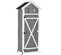 Outsunny Armario Exterior de Madera resistente a la intemperie 78x52,5x182 cm, caseta de herramientas con puerta Aosom España