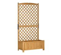 Outsunny Arriate de Jardín con Enrejado Jardinera con Celosía Macetero con Soporte para Trepadora Cultivos Plantas Flores para Exterior Patio Terraza Balcón 90x45x180 cm Natural