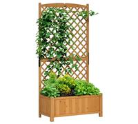 Outsunny Arriate de Jardín con Enrejado Jardinera con Celosía Macetero con Soporte para Trepadora Cultivos Plantas Flores para Exterior Patio Terraza Balcón 90x45x180 cm Natural