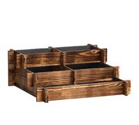 Outsunny Arriate de Jardín de 3 Niveles con Diseño de Escalera y Tela no Tejida para Cultivos Flores 93x93x35 cm Carbonizado