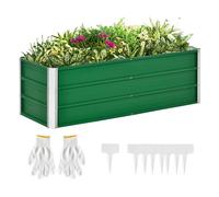 Outsunny Arriate de Jardín de Acero con Guantes Incluidos Huerto Urbano Macetero Rectangular para Cultivos en Terraza Verde Aosom España