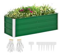 Outsunny Arriate de Jardín Jardinera de Acero con Guantes 125x47x40 cm