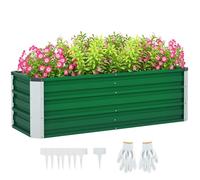 Outsunny Arriate de Jardín Jardinera de Acero con Guantes 125x47x40 cm