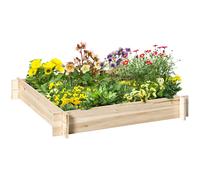 Outsunny Arriate Exterior de Madera 100x100x16 cm Natural