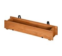 Outsunny Arriate de Madera de Suelo o Pared Jardinera Rectangular Huerto Urbano con 2 Orificios de Drenaje y 2 Ganchos para Cultivos Plantas Flores en Balcón Jardín Terraza 91x18x16,5 cm Natural