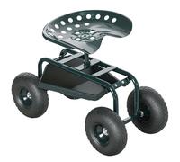 Outsunny Asiento de jardín Asiento de trabajo Silla de ruedas Asiento giratorio 360° y regulable en altura con bandeja de herramientas Carga Máx. 150 kg. Verde