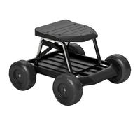 Outsunny Asiento de Jardín con Ruedas Taburete de Jardinería con Bandeja de Herramientas Carga 130 kg 50x49x32 cm Negro
