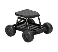 Outsunny Asiento de Jardín con Ruedas Taburete de Jardinería con Bandeja de Herramientas Carrito para Trabajo Carga 130 kg para Patio Exterior Negro