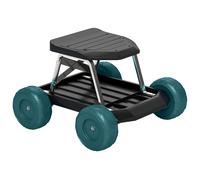 Outsunny Asiento de jardín sobre ruedas taburete de jardinería bandeja para herramientas para desherbar plantar 50 x 49 x 32 cm verde oscuro